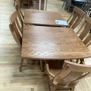 Banquet Double Pedestal Tappered Oak Table and Chairs