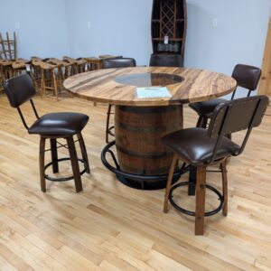Round Hickory Barrel Table with Chairs