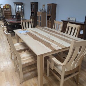 4 Leg Solid Top Rustic Hickory Table and Chairs