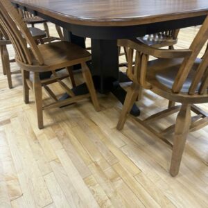 Square Round Two Tone Double Pedestal Table